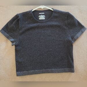 Wild Fable Black & silver Glitter Ribbed Stretch Crop Top women's Size medium